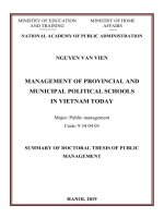 Quản lý các trường chính trị tỉnh, thành phố trực thuộc trung ương ở việt nam hiện nay tt tiếng anh 
