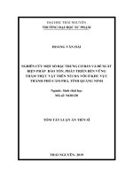 Nghiên cứu một số đặc trưng cơ bản và đề xuất biện pháp bảo tồn, phát triển bền vững thảm thực vật trên núi đá vôi ở khu vực thành phố cẩm phả, tỉnh quảng ninh (tt) 