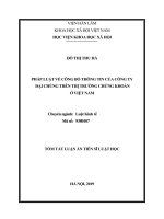 Pháp luật về công bố thông tin của công ty đại chúng trên thị trường chứng khoán ở việt nam tt 