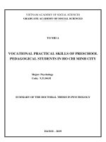 Kỹ năng thực hành nghề của sinh viên ngành sư phạm mầm non tại thành phố hồ chí minh tt tiếng anh 