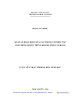 Quản lý hoạt động của các trung tâm học tập cộng đồng huyện trùng khánh, tỉnh cao bằng 