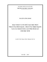 SOẠN THẢO VÀ TỔ CHỨC DẠY HỌC PHẦN PHẢN ỨNG PHÂN HẠCH – PHẢN ỨNG NHIỆT HẠCH, VẬT LÍ 12 NHẰM NÂNG CAO TÍNH TÍCH CỰC CHO HỌC SINH 