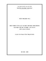 PHÁT TRIỂN NĂNG LỰC TỰ HỌC CHO HỌC SINH TRONG DẠY HỌC CHỦ ĐỀ “TỔ HỢP – XÁC SUẤT” LỚP 11 BAN CƠ BẢN