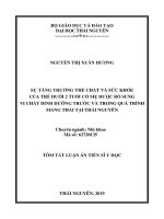 Sự tăng trưởng thể chất và sức khỏe của trẻ dưới 2 tuổi có mẹ được bổ sung vi chất dinh dưỡng trước và trong quá trình mang thai tại thái nguyên tt 