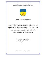 Các nhân tố ảnh hưởng đến quyết định lựa chọn dịch vụ kế toán của các doanh nghiệp nhỏ và vừa TP  hồ chı́ minh 