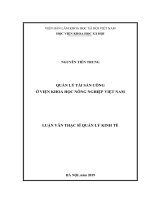 QUẢN LÝ TÀI SẢN CÔNG Ở VIỆN KHOA HỌC NÔNG NGHIỆP VIỆT NAM