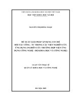 Đề xuất giải pháp áp dụng cơ chế đối tác công   tư trong các viện nghiên cứu ứng dụng (nghiên cứu trường hợp viện ứng dụng công nghệ   bộ khoa học và công nghệ)