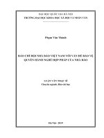 BÁO CHÍ hội NHÀ báo VIỆT NAM với vấn đề bảo vệ QUYỀN HÀNH NGHỀ hợp PHÁP của NHÀ báo