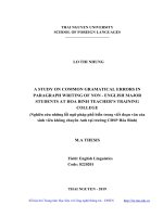 Nghiên cứu những lỗi ngữ pháp phổ biến trong viết đoạn văn của sinh viên không chuyên anh tại trường cao đẳng sư phạm hòa bình 