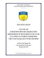 Các yếu tố ảnh hưởng đến mức độ hài lòng khách hàng sử dụng dịch vụ xe v  car 