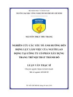 Nghiên cứu các yếu tố ảnh hưởng đến động lực làm việc của người lao động tại công ty cổ phần xây dựng trang trí nội thất thành đô  