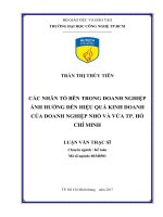 Các nhân tố bên trong doanh nghiệp ảnh hưởng đến hiệu quả kinh doanh của doanh nghiệp nhỏ và vừa tại TP HCM 