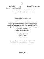 Hiệu quả can thiệp dinh dưỡng cho trẻ 1236 tháng tuổi biếng ăn sau sử dụng kháng sinh tại khoa nhi Bệnh viện đa khoa tỉnh Bắc Ninh ttta