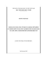 ĐÁNH GIÁ sự hài LÒNG về DỊCH vụ KHÁM CHỮA BỆNH của BỆNH NHÂN NGOẠI TRÚ tại BỆNH VIỆN đa KHOA KHU vực hóc môn, THÀNH PHỐ hồ CHÍ MINH HIỆN NAY 