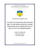 Các nhân tố ảnh hưởng đến tính hữu hiệu của hệ thống kiểm soát nội bộ theo hướng quản trị rủi ro 