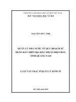 QUẢN lý NHÀ nước về QUY HOẠCH sử DỤNG đất TRÊN địa bàn THỊ xã điện bàn, TỈNH QUẢNG NAM 