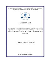 Tác động của chi tiêu công, quản trị công đến tăng trưởng kính tế tại các nước châu á