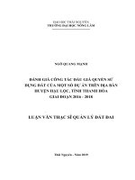 Đánh giá công tác đấu giá quyền sử dụng đất của một số dự án trên địa bàn huyện hậu lộc, tỉnh thanh hóa giai đoạn 2016 2018 