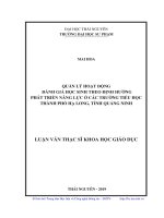 Quản lý hoạt động đánh giá học sinh theo định hướng phát triển năng lực ở các trường tiểu học thành phố hạ long, tỉnh quảng ninh 