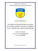 Các nhân tố ảnh hưởng đến sự gắn kết của người lao động tại công ty TNHH sản xuất   thương mại 