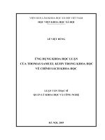 Ứng dụng khoa học luận của thomas samuel kuhn trong khoa học về chính sách khoa học
