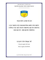 Các nhân tố ảnh hưởng đến tổ chức công tác kế toán trong quân chủng hải quân   bộ quốc phòng 