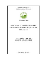 Thực trạng và giải pháp phát triển sản xuất rau an toàn ở huyện văn yên, tỉnh yên bái 