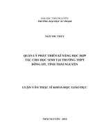 Quản lý phát triển kĩ năng học hợp tác cho học sinh tại trường THPT đồng hỷ, tỉnh thái nguyên 