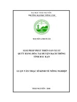 Giải pháp phát triển sản phẩm quýt hàng hóa tại huyện bạch thông, tỉnh bắc kạn 