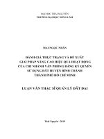 Đánh giá thực trạng và đề xuất giải pháp nâng cao hiệu quả hoạt động của chi nhánh văn phòng đăng ký quyền sử dụng đất huyện bình chánh thành phố hồ chí minh 