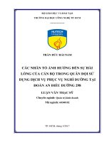 Các nhân tố ảnh hưởng đến sự hài lòng của cán bộ trong quân đội sử dụng dịch vụ phục vụ nghỉ dưỡng 