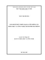 Giải pháp phát triển mạng lưới thông tin khoa học và công nghệ thành phố hải phòng