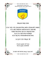 Các yếu tố ảnh hưởng đến tính hữu hiệu của hệ thống kiểm soát nội bộ theo hướng quản trị rủi ro 