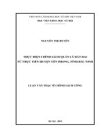 Thực hiện chính sách quản lý đất đai từ thực tiễn huyện yên phong, tỉnh bắc ninh