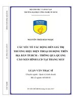 Các yếu tố tác động đến giá trị thương hiệu điện thoại di động trên địa bàn TP  HCM 