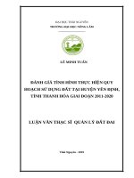 Đánh giá tình hình thực hiện quy hoạch sử dụng đất tại huyện yên định,tỉnh thanh hóa giai đoạn 2011 2020 