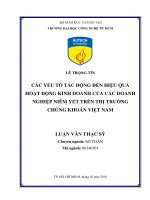 Các yếu tố tác động đến hiệu quả hoạt động kinh doanh của các doanh nghiệp niêm yết trên thị trường 