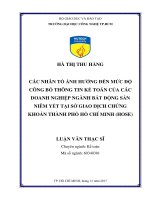 Các nhân tố ảnh hưởng đến mức độ công bố thông tin kế toán của các doanh nghiệp ngành bất động sản 