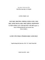 Dạy học phương trình lượng giác cho học sinh trung học phổ thông nhằm rèn luyện năng lực giải quyết vấn đề 
