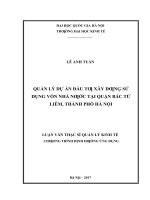 Quản lý dự án đầu tư xây dựng sử dụng vốn nhà nước tại quận bắc từ liêm, thành phố hà nội 
