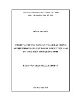 Trình tự, thủ tục đăng ký thành lập doanh nghiệp theo pháp luật doanh nghiệp Việt Nam từ thực tiễn tỉnh Quảng Ninh