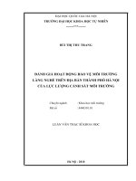 ĐÁNH GIÁ HOẠT ĐỘNG BẢO VỆ MÔI TRƯỜNG  LÀNG NGHỀ TRÊN ĐỊA BÀN THÀNH PHỐ HÀ NỘI  CỦA LỰC LƯỢNG CẢNH SÁT MÔI TRƯỜNG