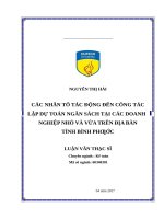 Các nhân tố tác động đến công tác lập dự toán ngân sách tại các doanh nghiệp nhỏ và vừa 