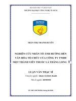 Nghiên cứu nhân tố ảnh hưởng đến văn hóa tổ chức của công ty TNHH một thành viên thuốc lá thăng long  