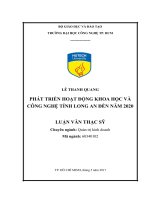 Phát triển hoạt động khoa học và công nghệ tỉnh long an đến năm 2020  