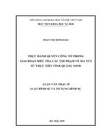 Thực hành quyền công tố trong giai đoạn điều tra các tội phạm về ma túy từ thực tiễn tỉnh Quảng Ninh