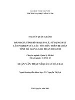 Đánh giá tình hình quản lý, sử dụng đất lâm nghiệp của các tổ chức trên địa bàn tỉnh hà giang giai đoạn 2010 2018 