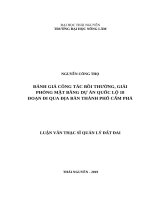 Đánh giá công tác bồi thường, giải phóng mặt bằng dự án quốc lộ 18 đoạn đi qua địa bàn thành phố cẩm phả 