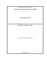ỨNG DỤNG MÔ HÌNH MIKE11 PHỤC VỤ DỰ BÁO LŨ HỆ THỐNG SÔNG ĐÁY – HOÀNG LONG 