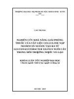Nghiên cứu khả năng giải phóng thuốc của vật liệu cellulose nạp neomycin sufate tạo ra từ gluconacetobacter xilinus nuôi cấy trong môi trường nước vo gạo 